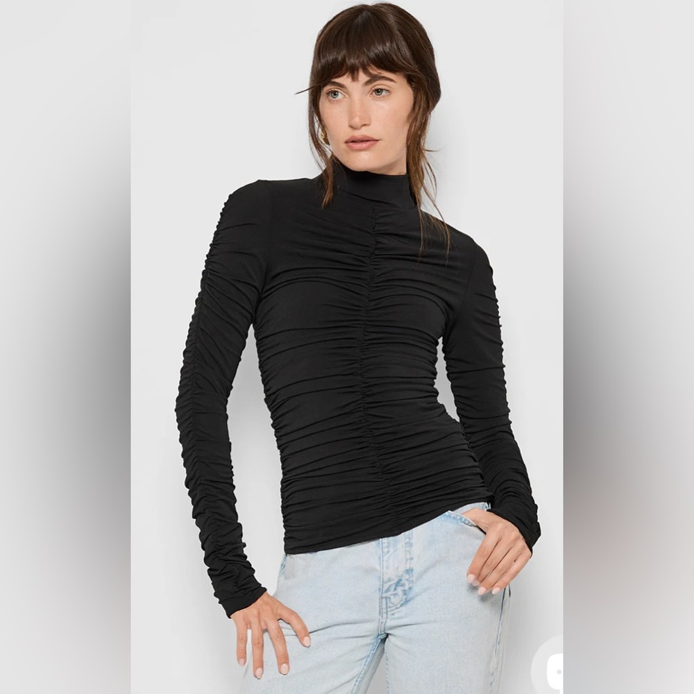 NWT AS By DF Women's Black Ruched Turtleneck Sweater Size XS $275